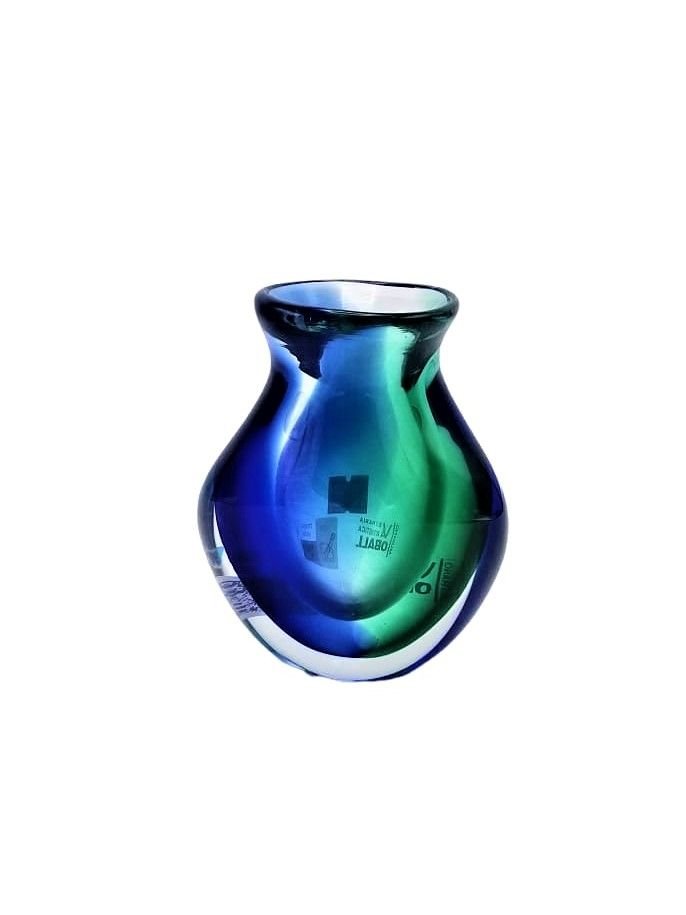 MURANO CAM VAZO MAVİ YEŞİL 13 CM