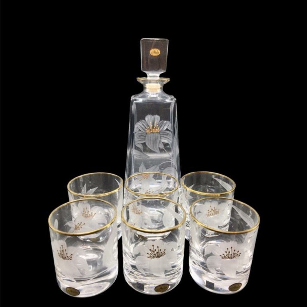 AİDA KRİSTAL VİSKİ TAKIMI 6+1 ÇİÇEK DESEN