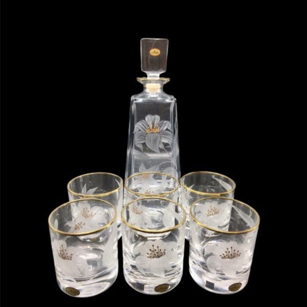 AİDA KRİSTAL VİSKİ TAKIMI 6+1 ÇİÇEK DESEN