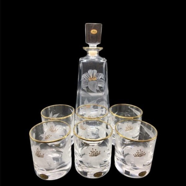 AİDA KRİSTAL VİSKİ TAKIMI 6+1 ÇİÇEK DESEN