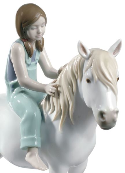 Lladro Girl With Pony Porselen Figür 25 cm