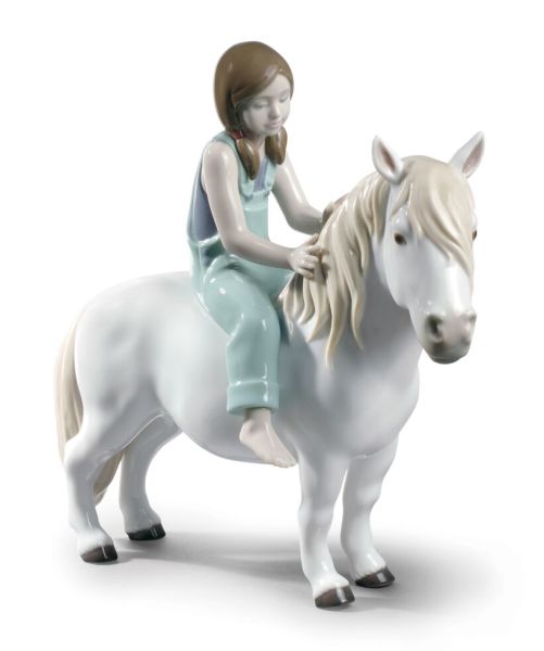Lladro Girl With Pony Porselen Figür 25 cm