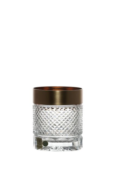 CAESAR- KRİSTAL VİSKİ BARDAĞI MAT GOLD DETAYLI 320ML 6 LI