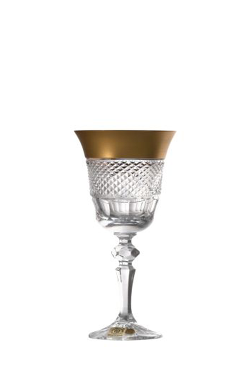 CAESAR-KRİSTAL KIRMIZI ŞARAP KADEHİ MAT GOLD DETAYLI 220 ML 6' LI (H:17,4 CM)