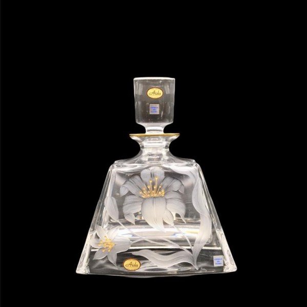 AİDA KRİSTAL VİSKİ SETİ 2+1 GOLD DETAY ÇİÇEK DESEN