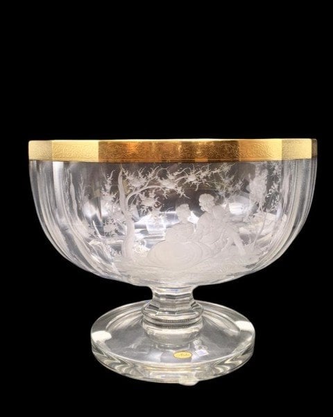 AİDA KRİSTAL ÇANAK GOLD DETAYLI (çap: 30 cm)