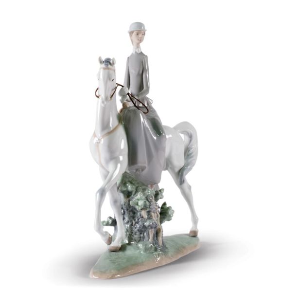 Lladro Woman On Horse Porselen Figür 45 cm