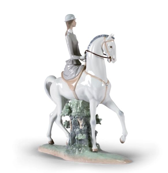 Lladro Woman On Horse Porselen Figür 45 cm