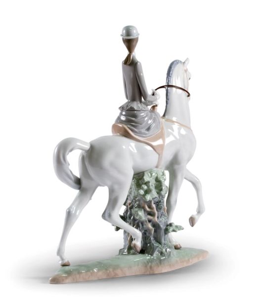 Lladro Woman On Horse Porselen Figür 45 cm