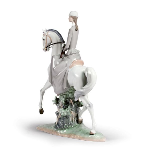 Lladro Woman On Horse Porselen Figür 45 cm