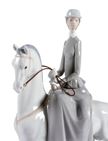 Lladro Woman On Horse Porselen Figür 45 cm