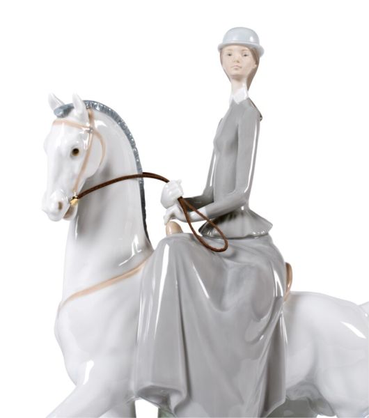 Lladro Woman On Horse Porselen Figür 45 cm