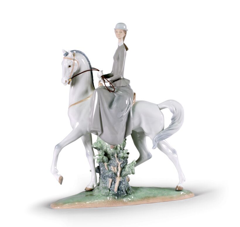 Lladro Woman On Horse Porselen Figür 45 cm