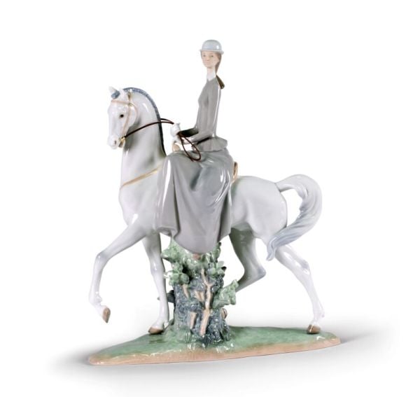 Lladro Woman On Horse Porselen Figür 45 cm