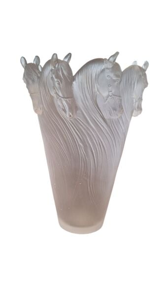 CRISTAL DE PARIS-KRİSTAL  ŞEFFAF ATLI VAZO H: 21 CM.