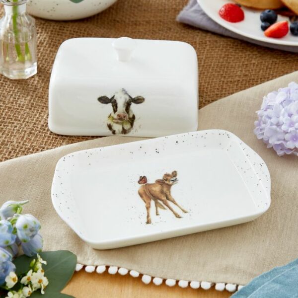 Royal Worcester Wrendale İnek Desenli Tereyağlık