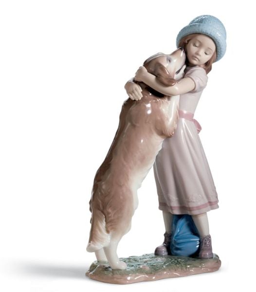 Lladro A Warm Wellcome Dog Porselen Figür 26 cm