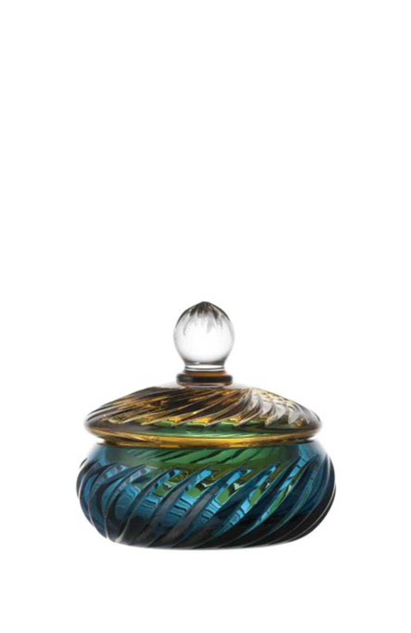 CAESAR KRİSTAL- KAPAKLI ŞEKERLİK- AZUR RENKTE GÖVDE, SARI KAPAKLI