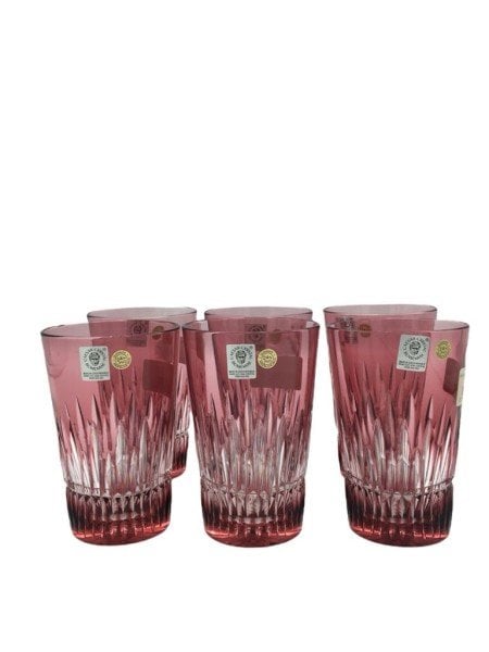 CAESAR KRİSTAL SU BARDAĞI AÇIK KIRMIZI 6 LI SET
