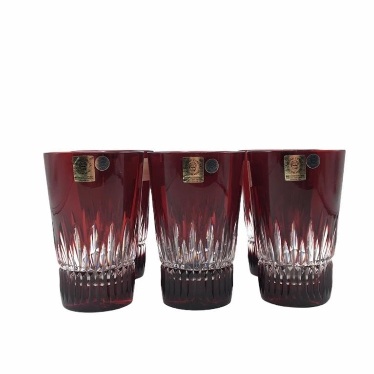 CAESAR KRİSTAL SU BARDAĞI KOYU KIRMIZI 6 LI  SET