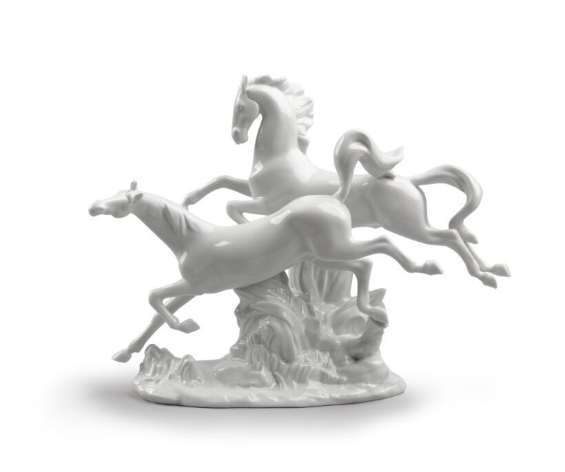 Lladro Horses Galloping At Heykeli 30 cm
