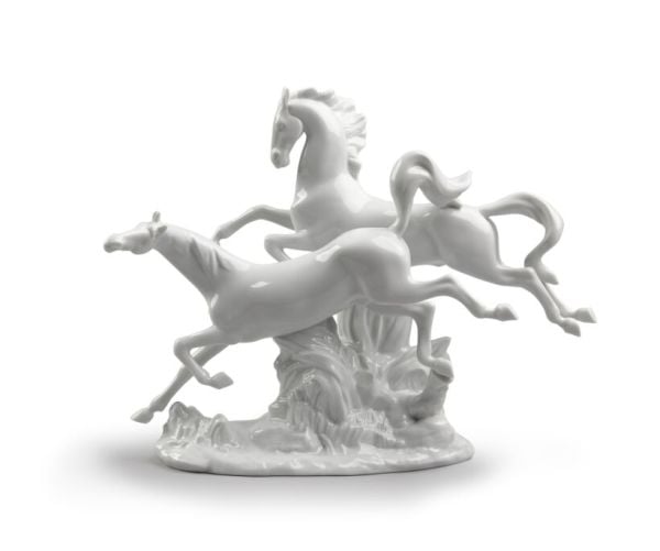 Lladro Horses Galloping At Heykeli 30 cm