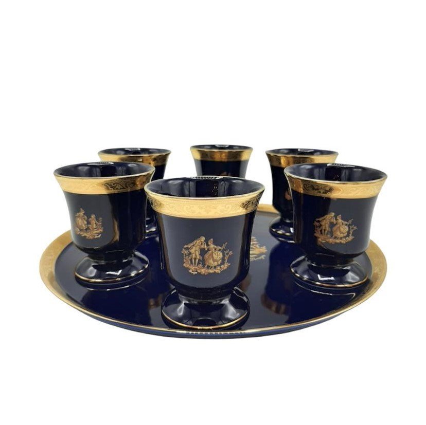 LİMOGES (6 BARDAK- 1  ADET YUVARLAK TEPSİ) SET