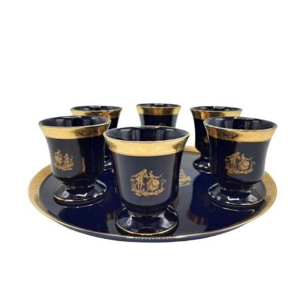 LİMOGES (6 BARDAK- 1  ADET YUVARLAK TEPSİ) SET