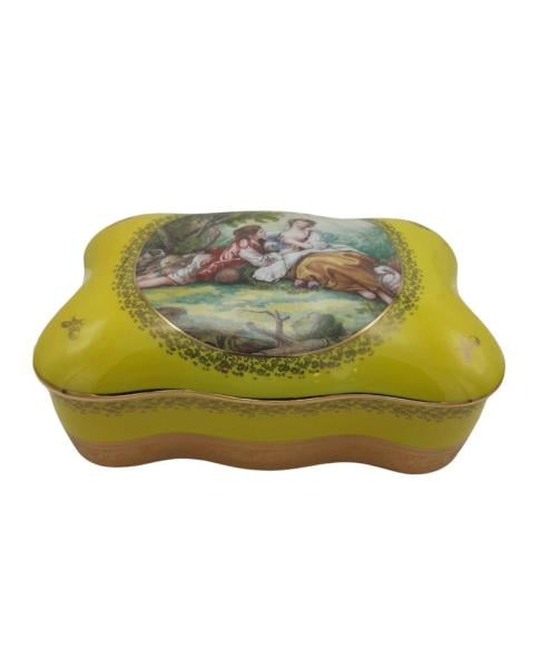 LİMOGES KAPAKLI KUTU SARI 27CM