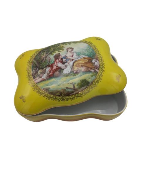 LİMOGES KAPAKLI KUTU SARI 27CM