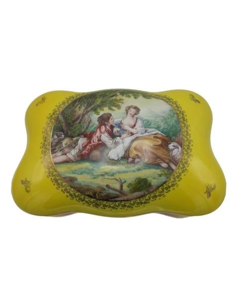 LİMOGES KAPAKLI KUTU SARI 27CM