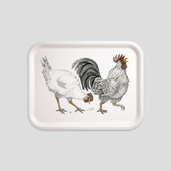 Charlotte Nicolin Tepsi Ruth & Ralph The Hen and Rooster 20*27cm