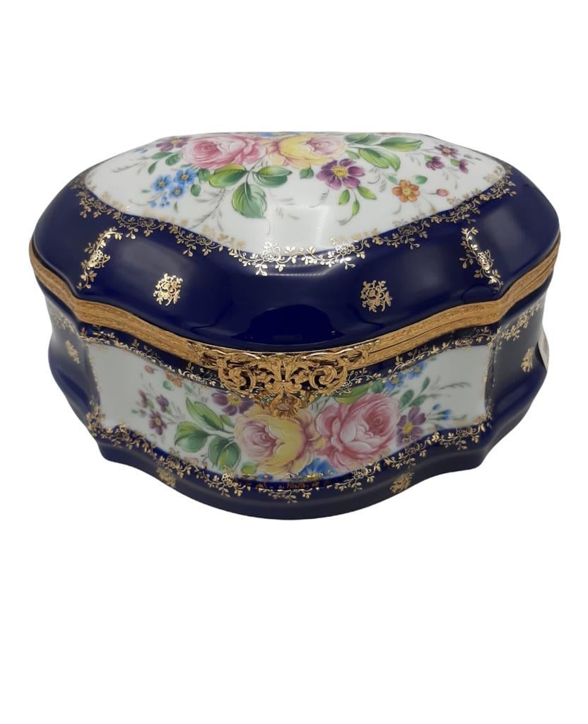 LİMOGES KAPAKLI KUTU ÇİÇEKLİ 25 CM