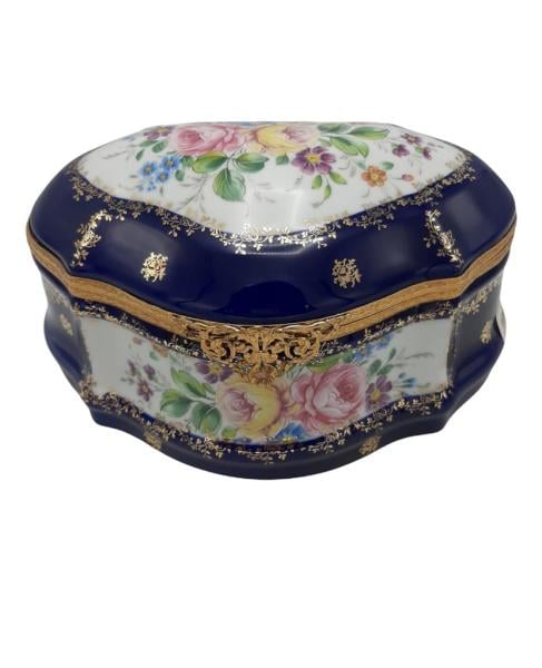 LİMOGES KAPAKLI KUTU ÇİÇEKLİ 25 CM