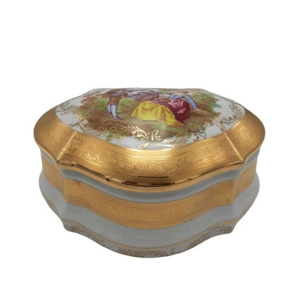 LİMOGES KAPAKLI KUTU GOLD DETAYLI 26CM