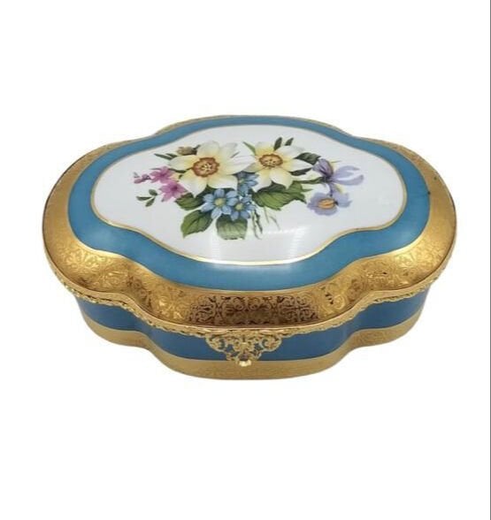 LİMOGES MAVİ KAPAKLI KUTU 30 CM