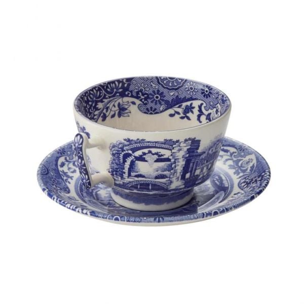 Spode Blue Italian Büyük Çay Fincanı ve Tabağı 280 ml