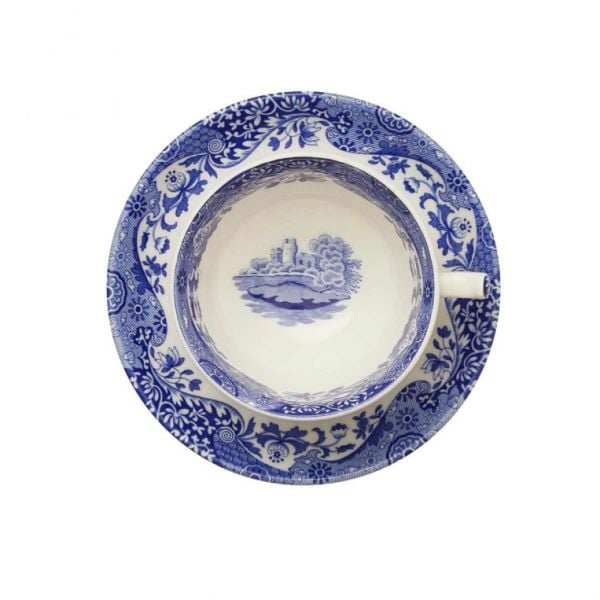 Spode Blue Italian Büyük Çay Fincanı ve Tabağı 280 ml