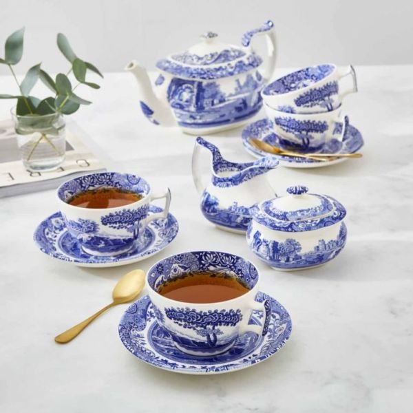Spode Blue Italian Büyük Çay Fincanı ve Tabağı 280 ml