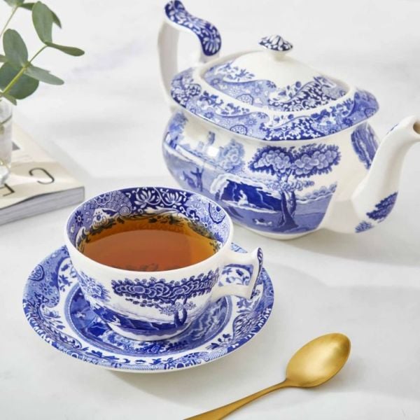 Spode Blue Italian Büyük Çay Fincanı ve Tabağı 280 ml