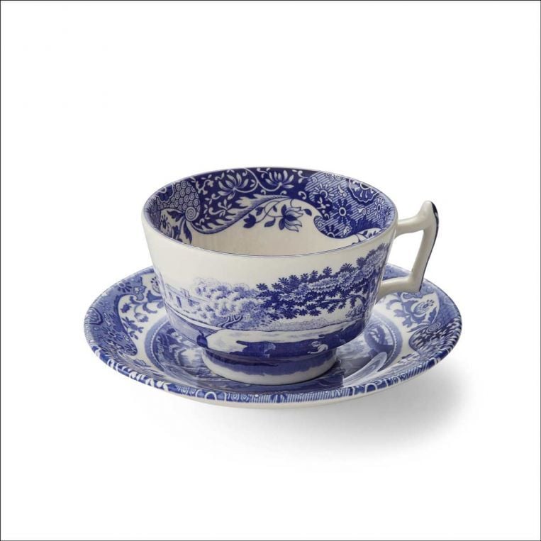 Spode Blue Italian Büyük Çay Fincanı ve Tabağı 280 ml