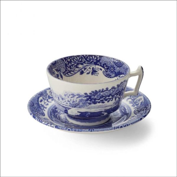 Spode Blue Italian Büyük Çay Fincanı ve Tabağı 280 ml