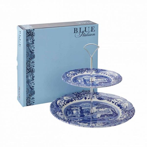 Spode Blue Italian İki Katlı Servis 27 ve 20 cm