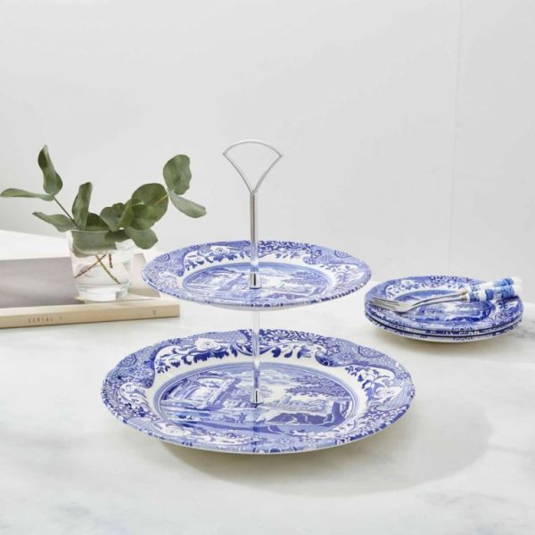 Spode Blue Italian İki Katlı Servis 27 ve 20 cm