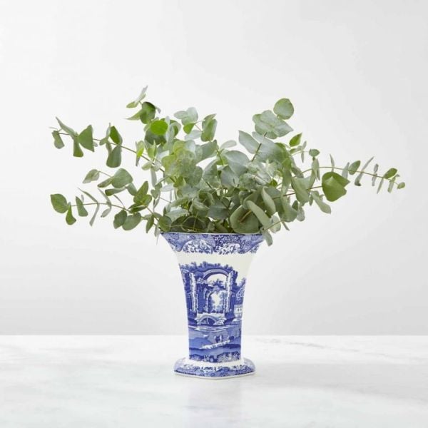 Spode Blue İtalian Altıgen Vazo 27 Cm