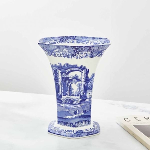 Spode Blue İtalian Altıgen Vazo 27 Cm