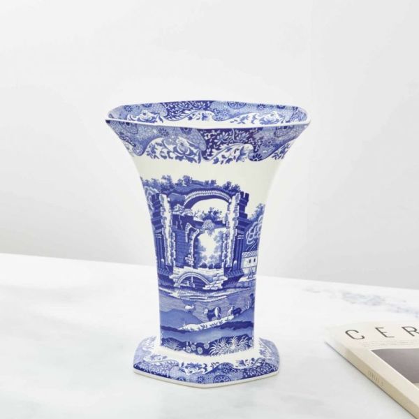 Spode Blue İtalian Altıgen Vazo 27 Cm