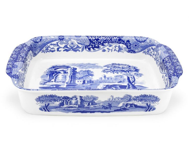 Spode- Blue İtalian-Kulplu  Fırın Servis Tabağı 38 Cm*30 cm. (YENİ !)