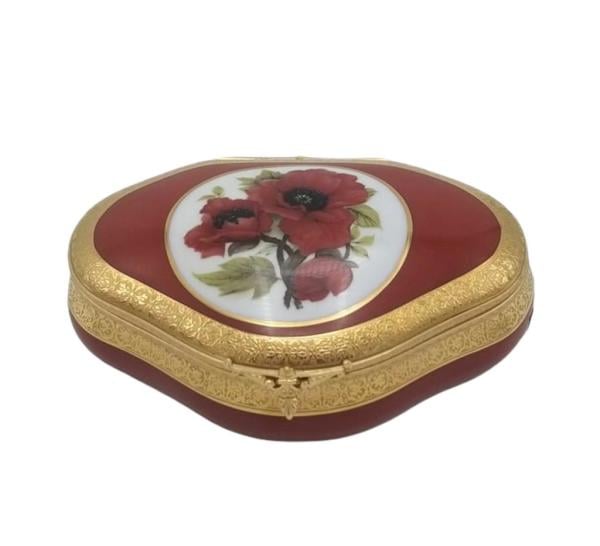 LİMOGES KAPAKLI MENTEŞELİ KUTU GELİNCİK 15 CM