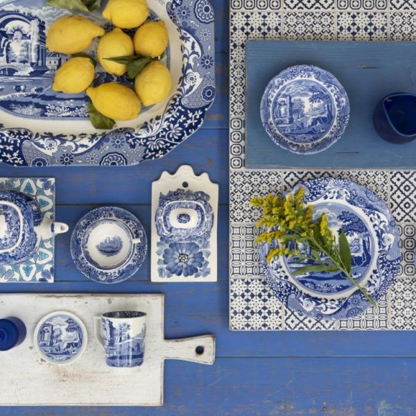 Spode Blue İtalian Dikdörtgen Porselen Tepsi 23 Cm